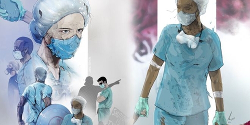 Британский художник рисует комиксы о борьбе врачей с коронавирусом